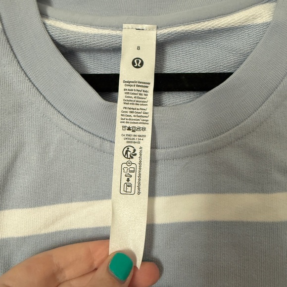 lululemon athletica Blue and White Striped Sweatshirt - Picture 3 of 6